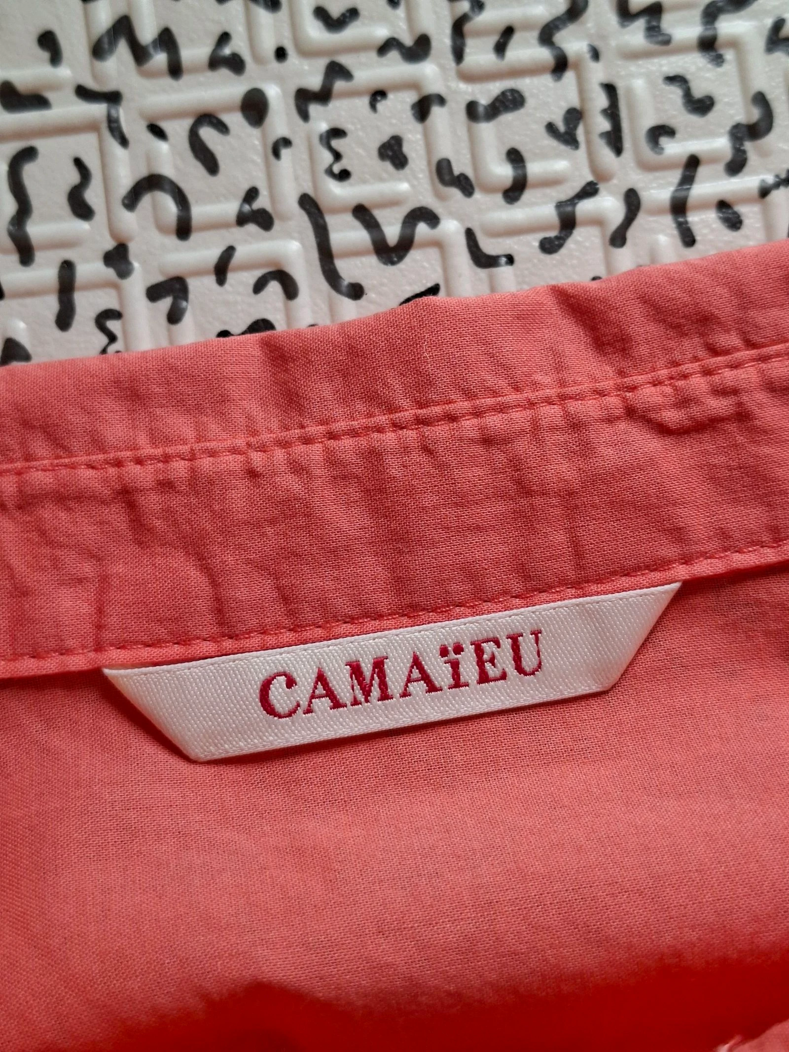 Blusa Camaïeu coral mangas curtas feminina T36 XS algodão – photo 5